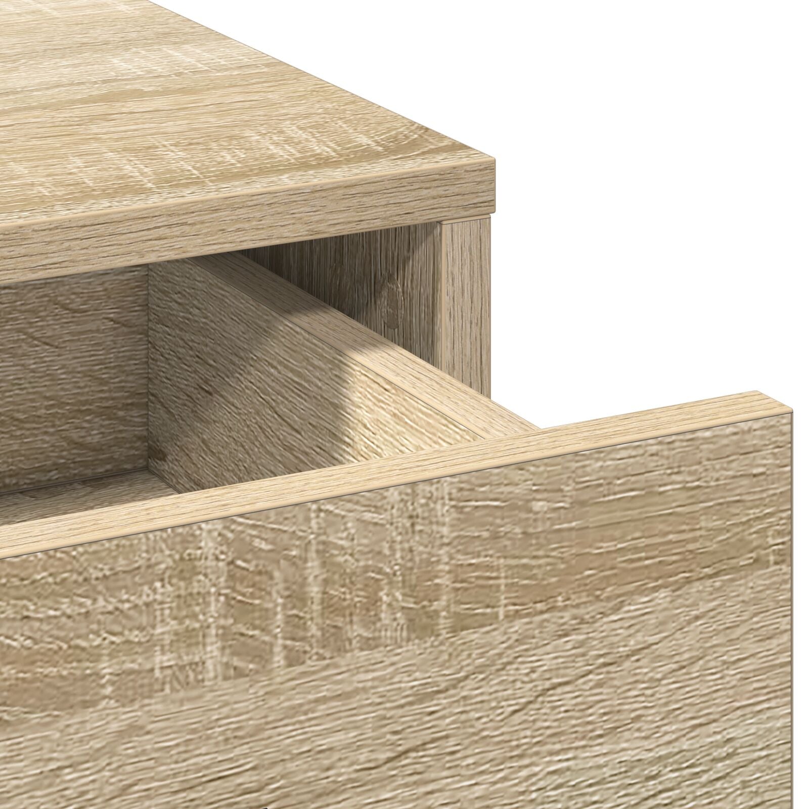 3-teiliges Frisiertischset mit LED Sonoma Eiche Holzwerkstoff