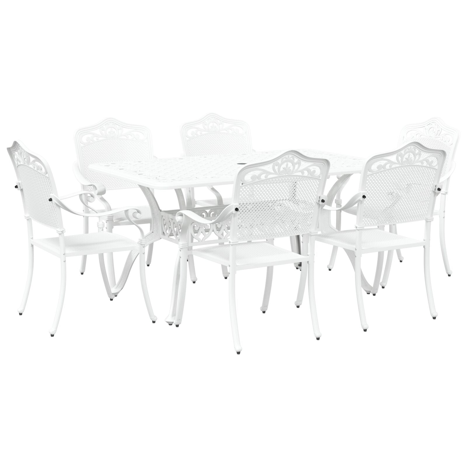 Set aus 4 Weiß Guss-Aluminium Groß Dekorative Intarsien