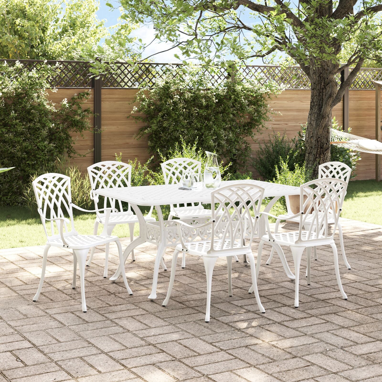 Set aus 4 Weiß Gussaluminium Groß Dekorative Intarsien