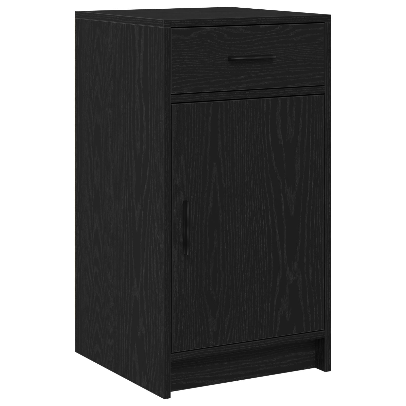2-teiliges Schminktischset mit LED Schwarzem Holzwerkstoff