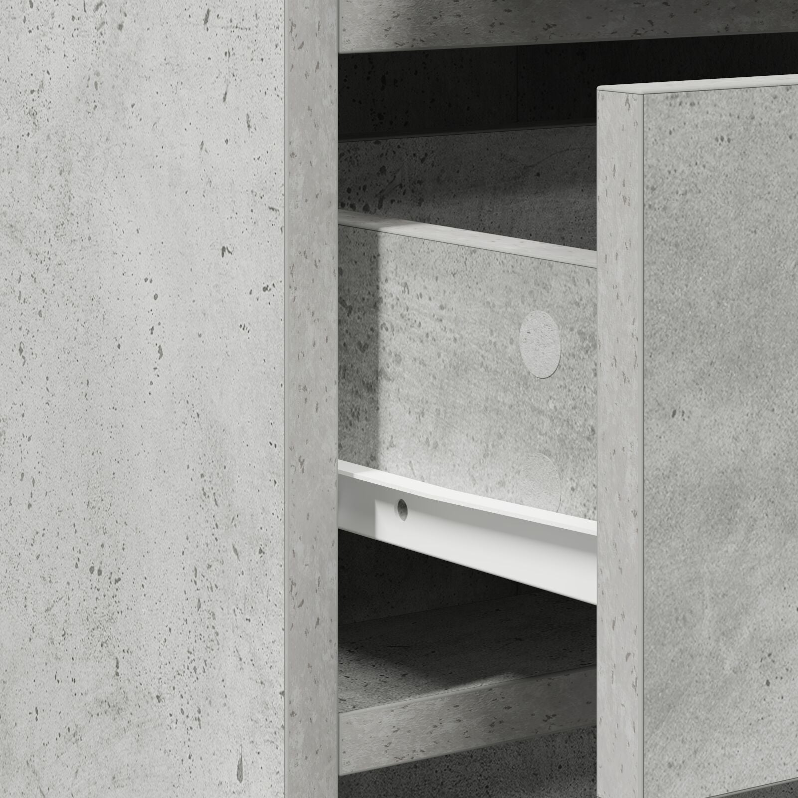 2-teiliges Schminktisch-Set mit LED in Beton Grau aus Holzwerkstoff