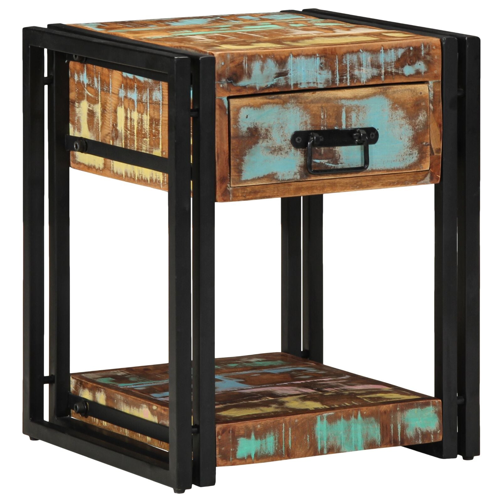 Nachttische 2er Set 40x40x50 cm aus Massivholz Altholz