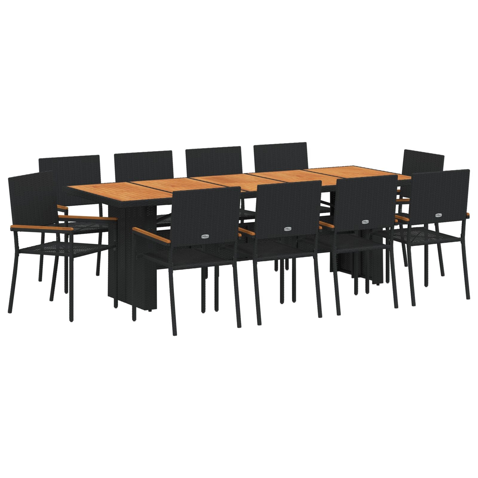 11-teiliges Garten-Esstisch-Set Schwarz Poly Rattan