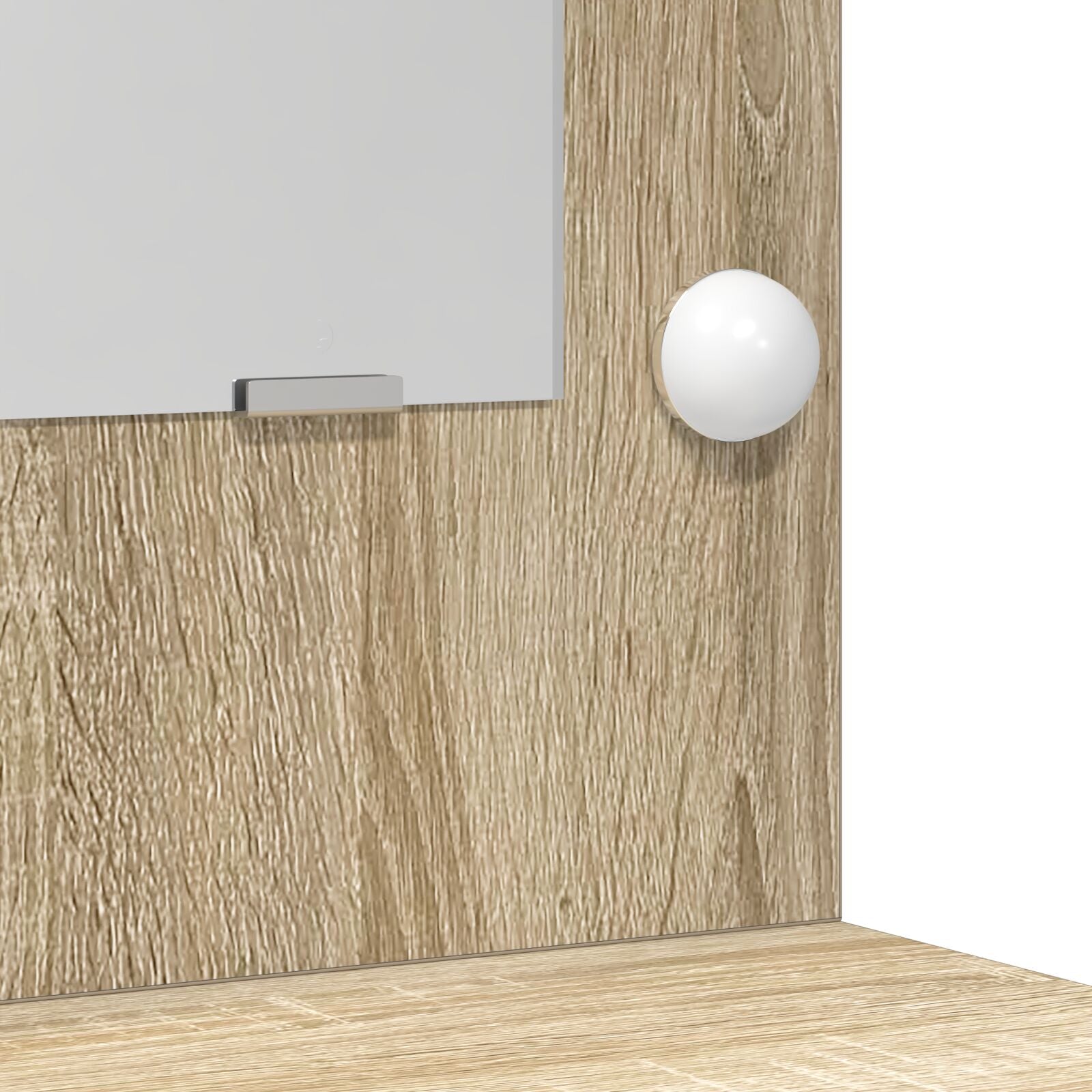 2-teiliger Kosmetiktisch Set mit LED Sonoma Eiche Spanplatte