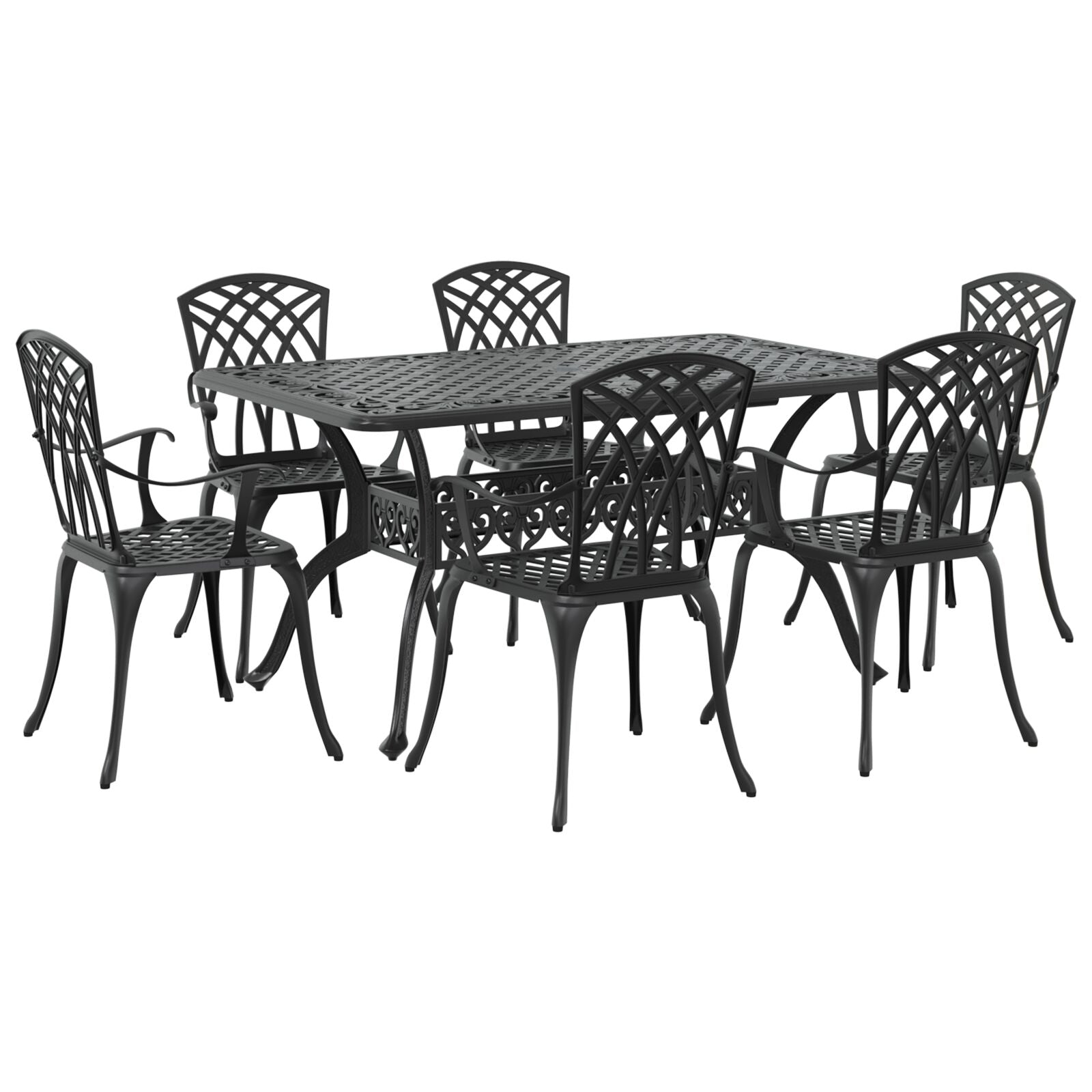 Set aus 4 Schwarz Gusseisen Groß Dekorative Intarsien