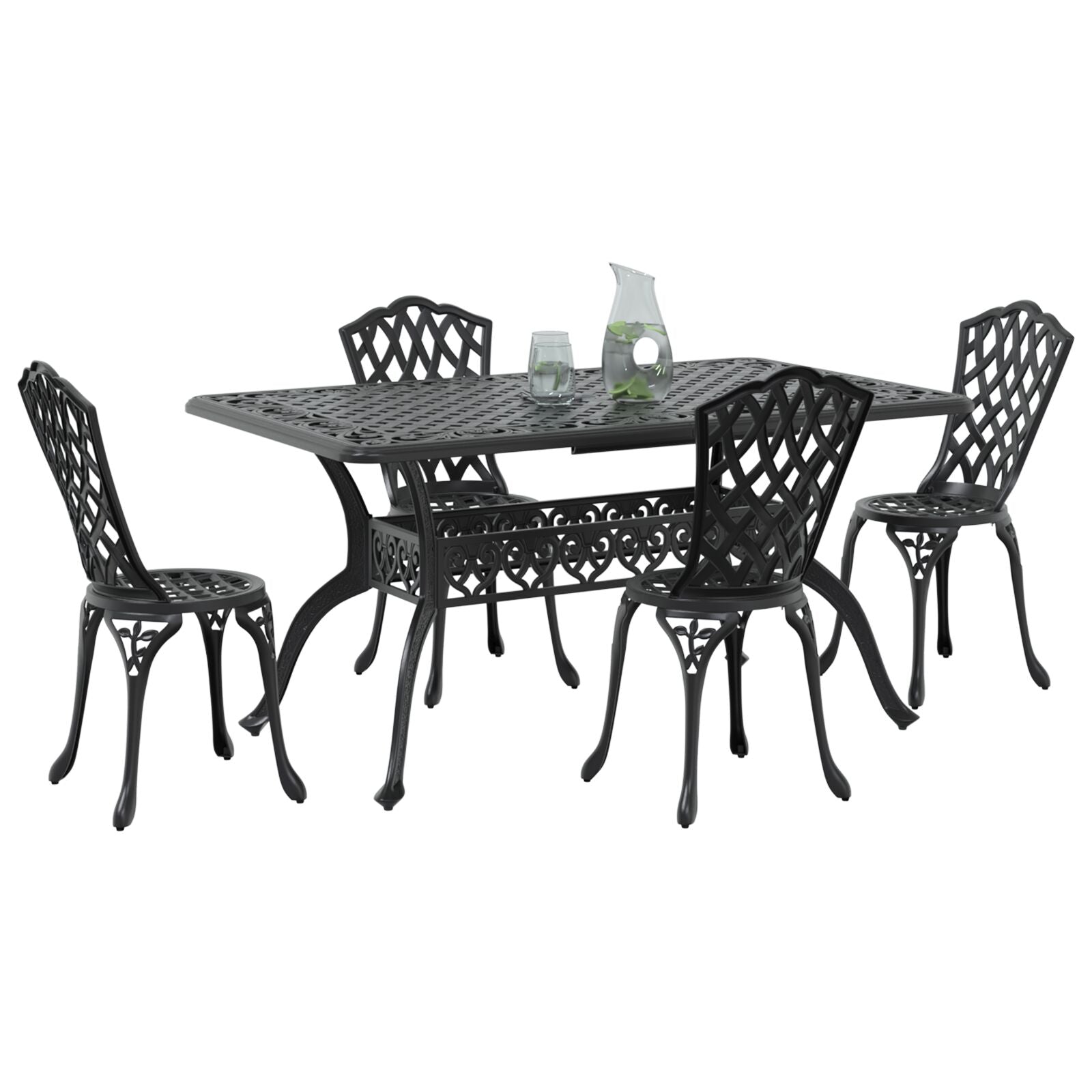 Set aus 3 Schwarz Gussaluminium Groß Dekorative Intarsien