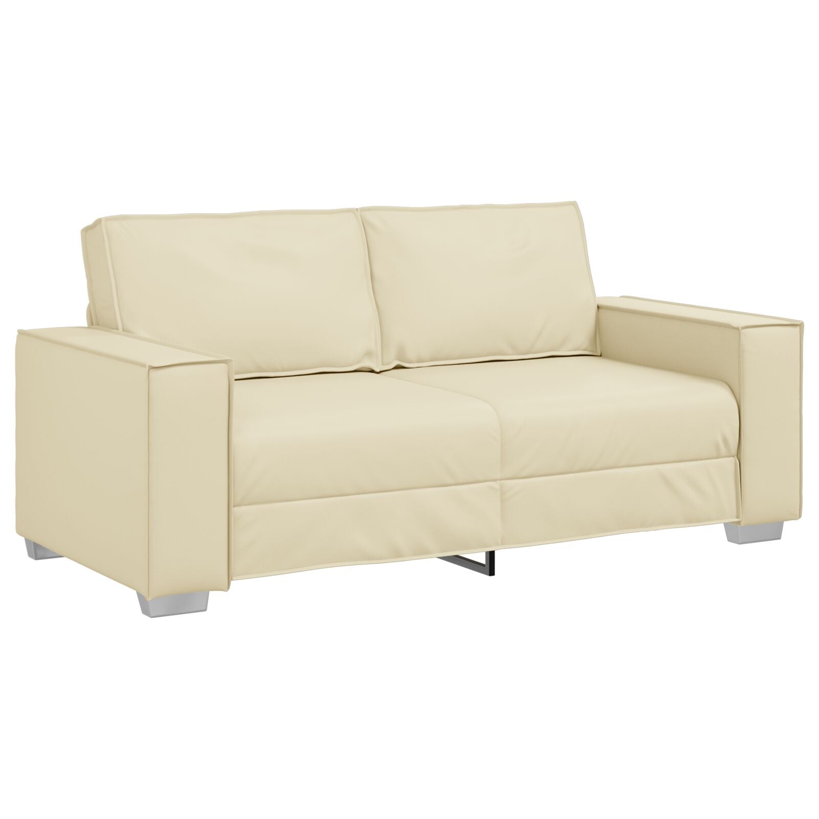 Zweisitzer Sofa in Creme, 140 cm aus Kunstleder