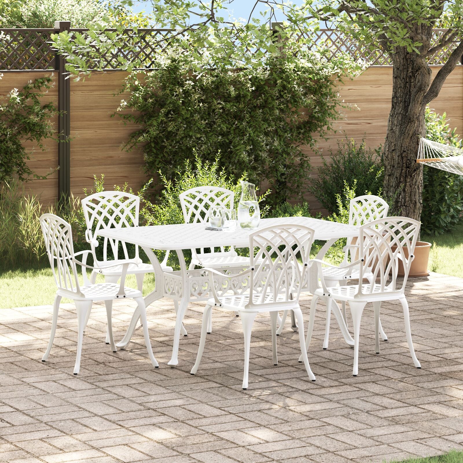 Set aus 4 Weiß Gussaluminium Groß Dekorative Intarsien