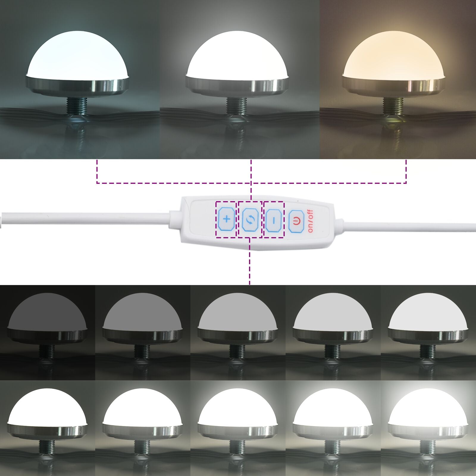 2-teiliges Schminktisch-Set mit LED in Schwarz aus Eichenholzwerkstoff