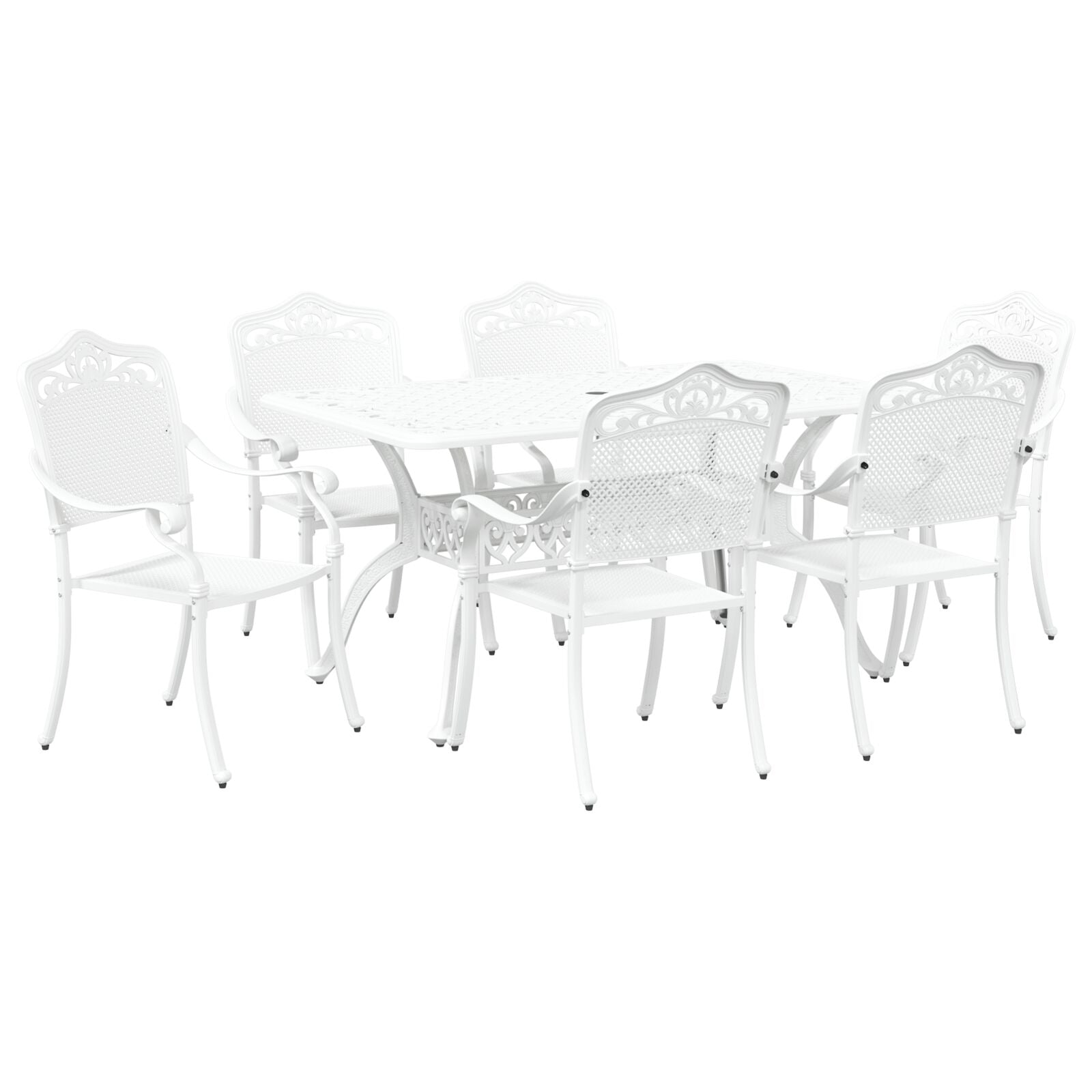 Set aus 4 Weiß Guss-Aluminium Groß Dekorative Intarsien