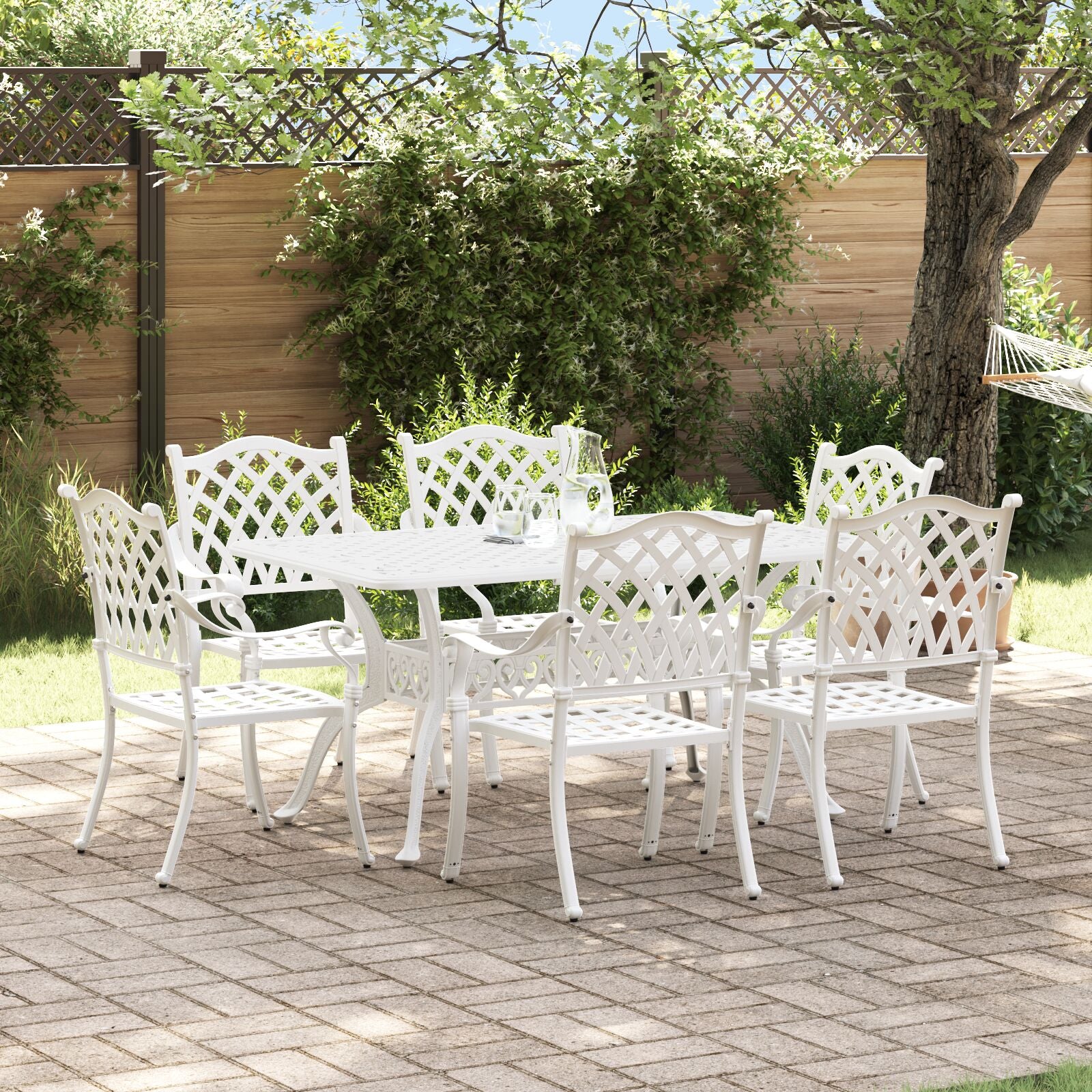 Set aus 4 Weiß Gussaluminium 6 Personen Dekorative Intarsien