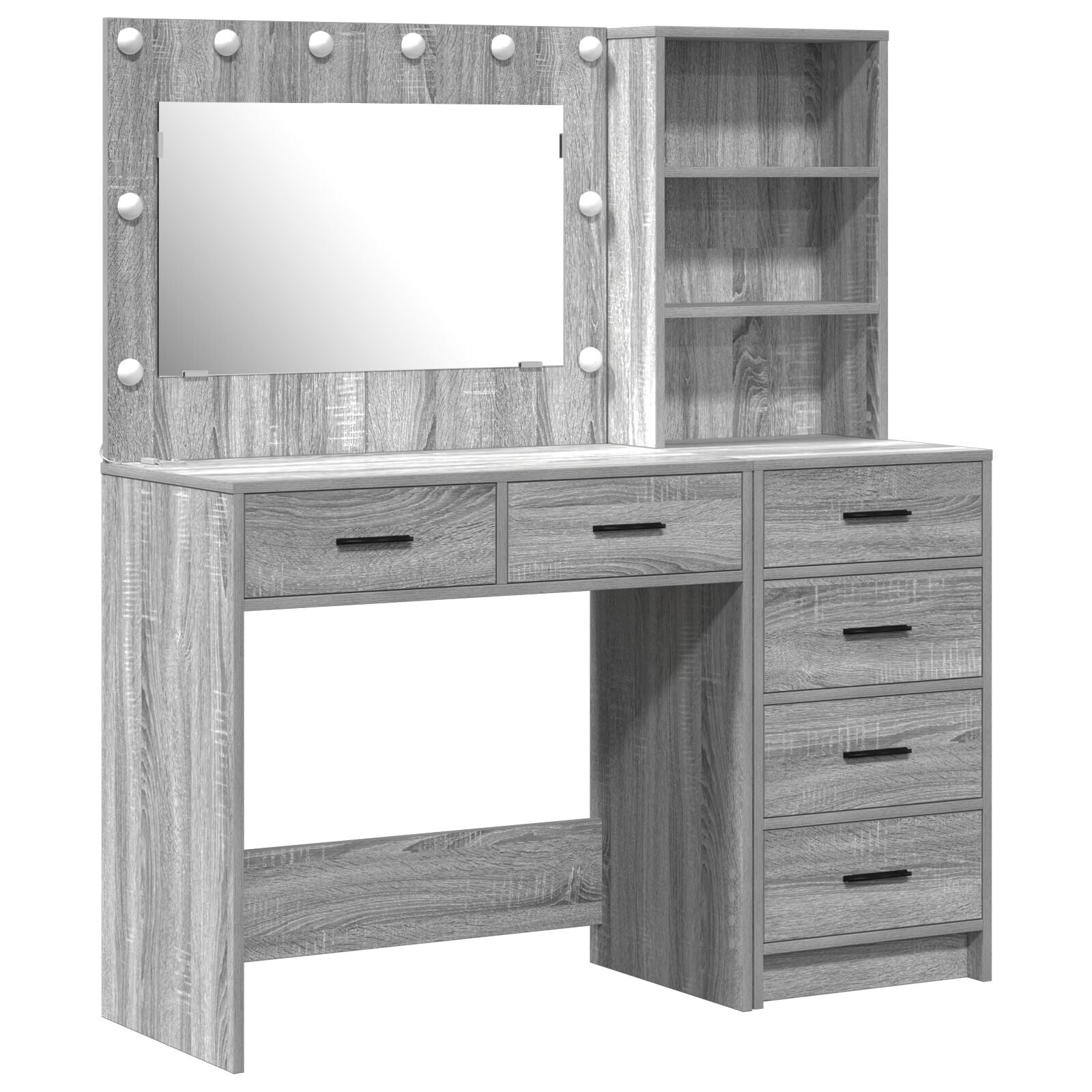 2-teiliges Frisiertischset mit LED grauem Sonoma MDF