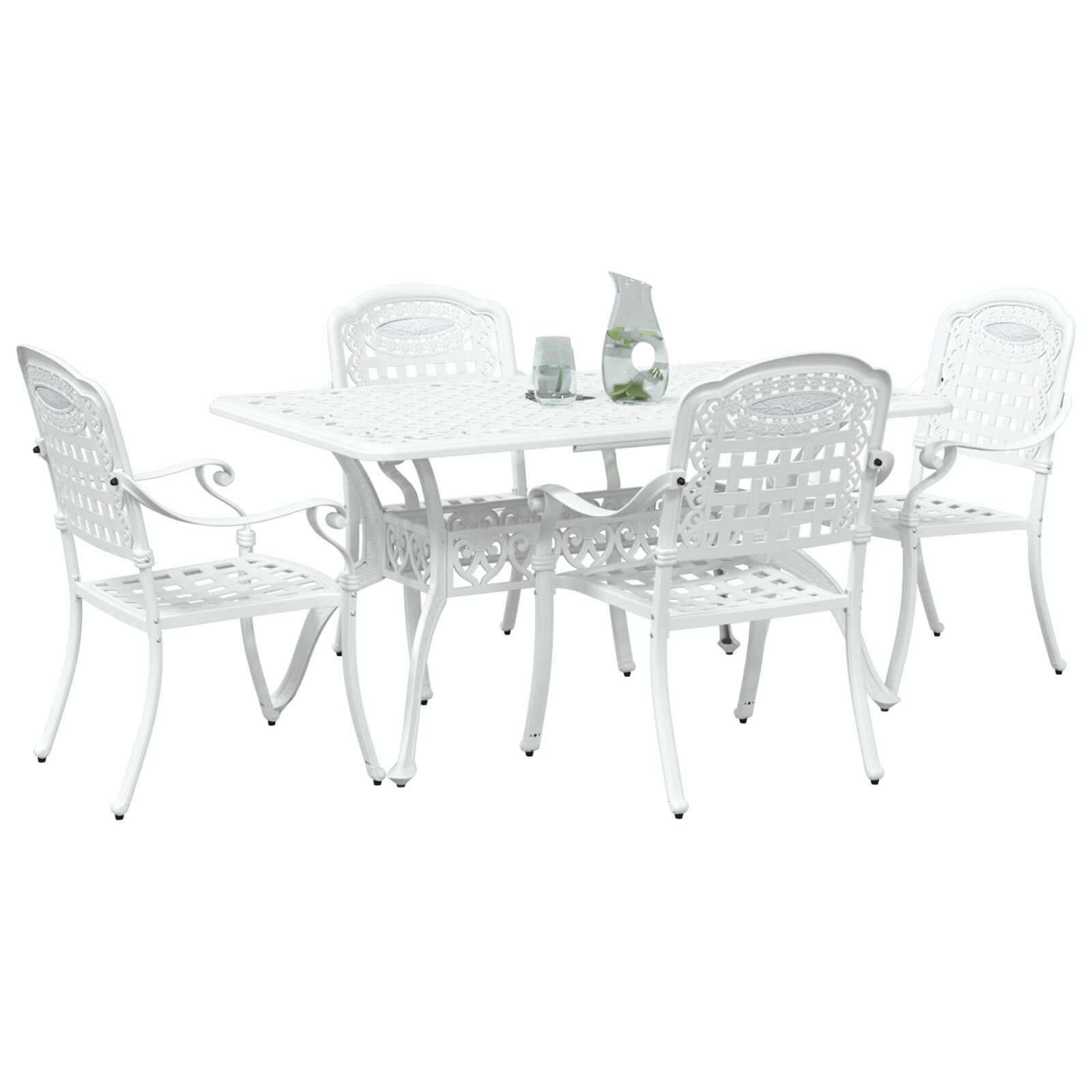 Set aus 3 Weiß Gussaluminium Groß Dekorative Intarsien