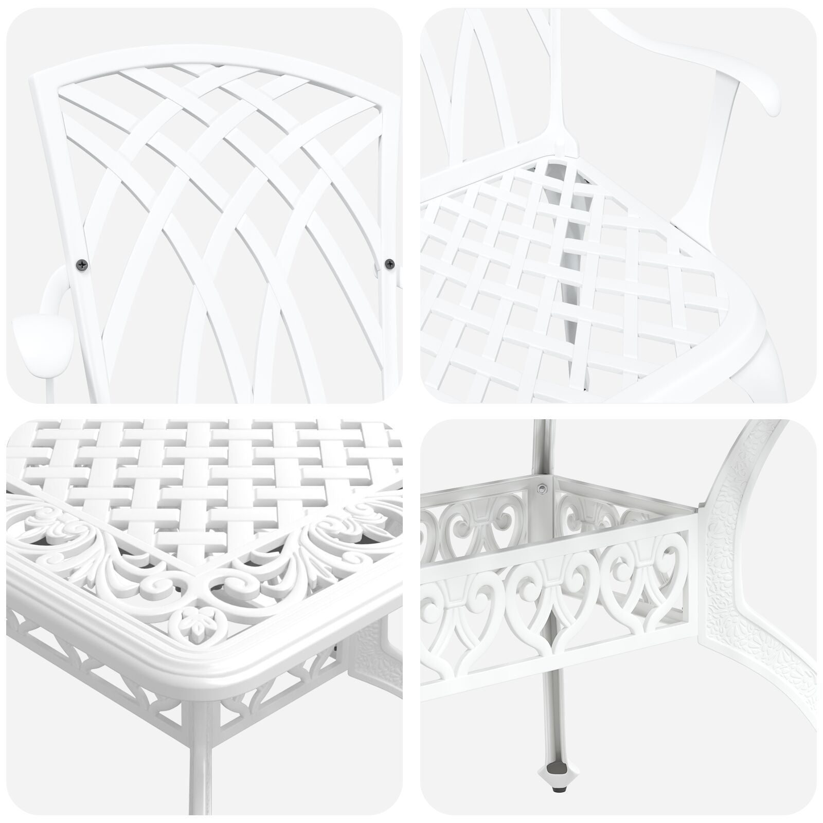 Set aus 4 Weiß Gussaluminium Groß Dekorative Intarsien