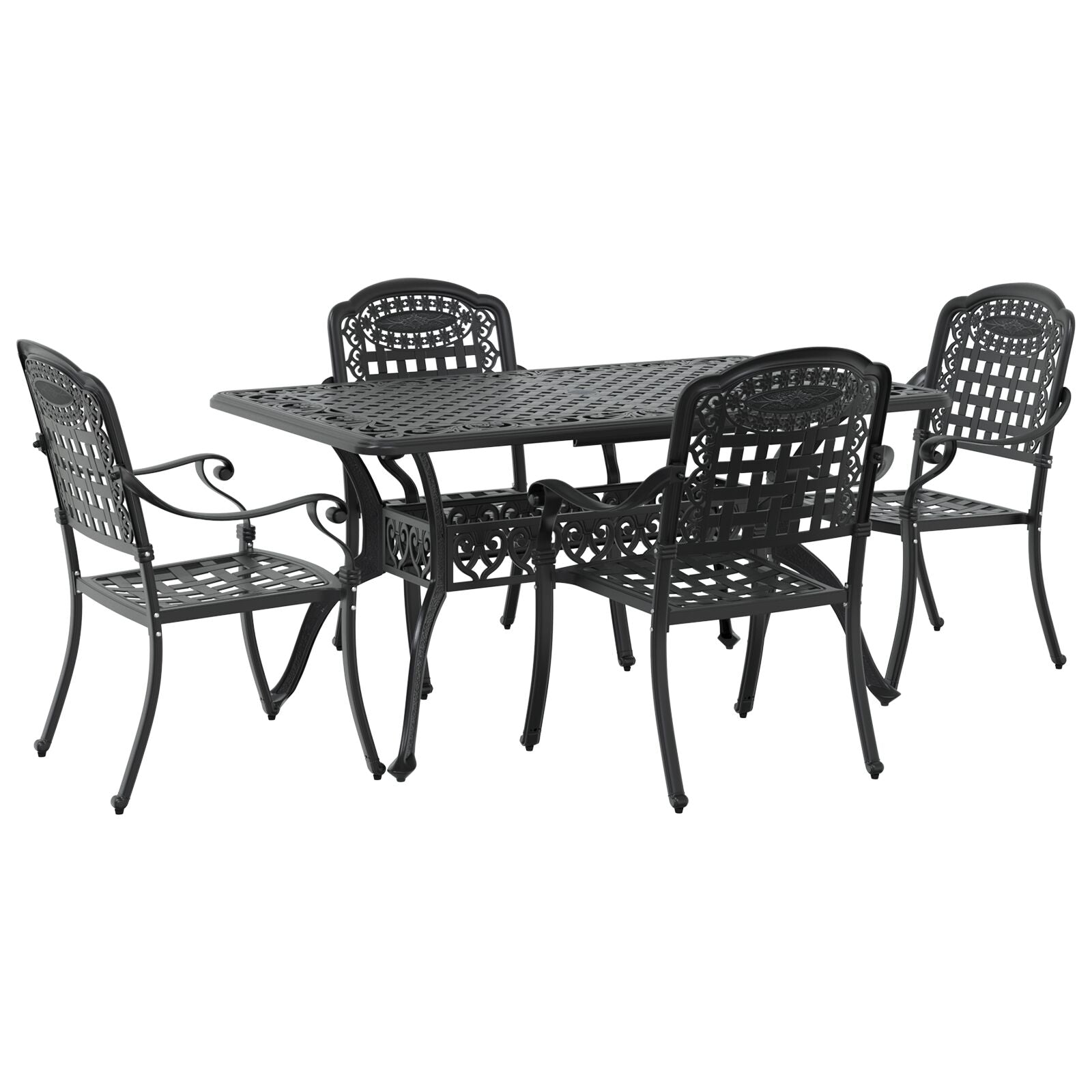 Set aus 3 Schwarz Gussaluminium Mittel Dekorative Intarsien