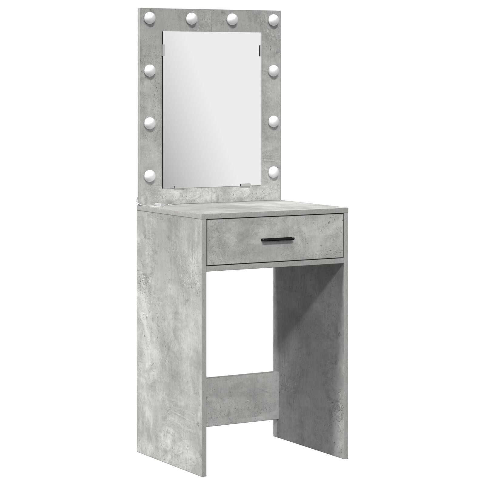 2-teiliges Schminktisch-Set mit LED in Beton-Grau, Holzwerkstoff