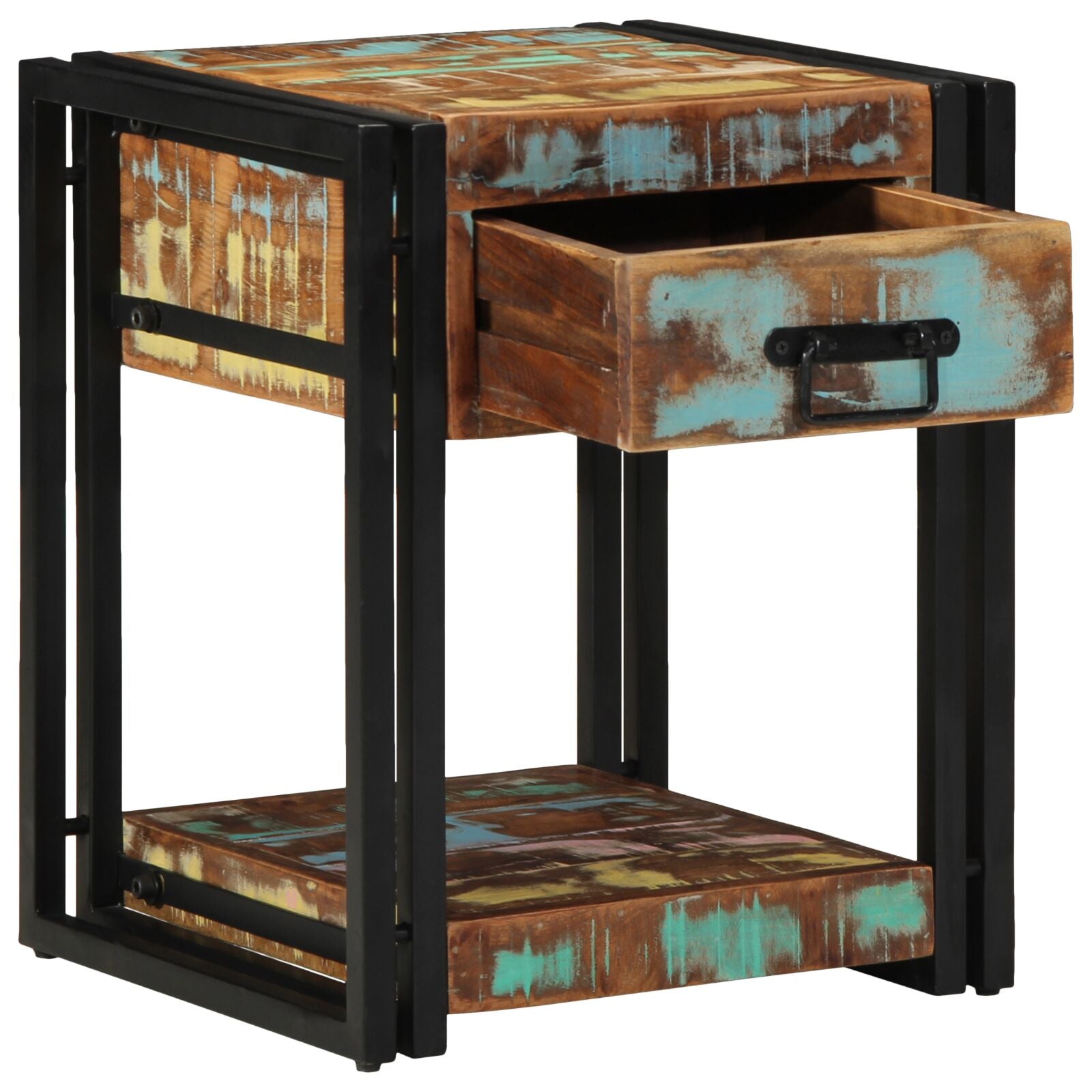 Nachttische 2er Set 40x40x50 cm aus Massivholz Altholz