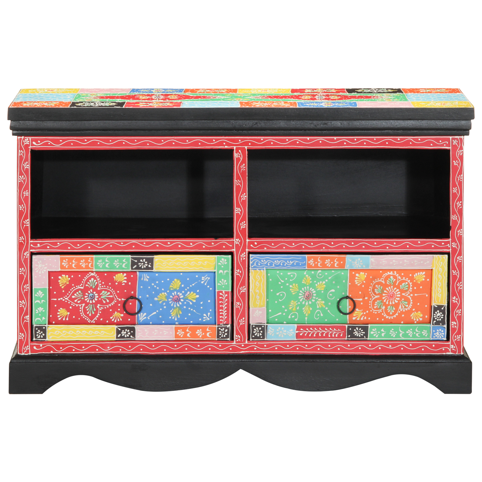 TV-Schrank Bunt 80x35x50 cm aus Massivholz Mango