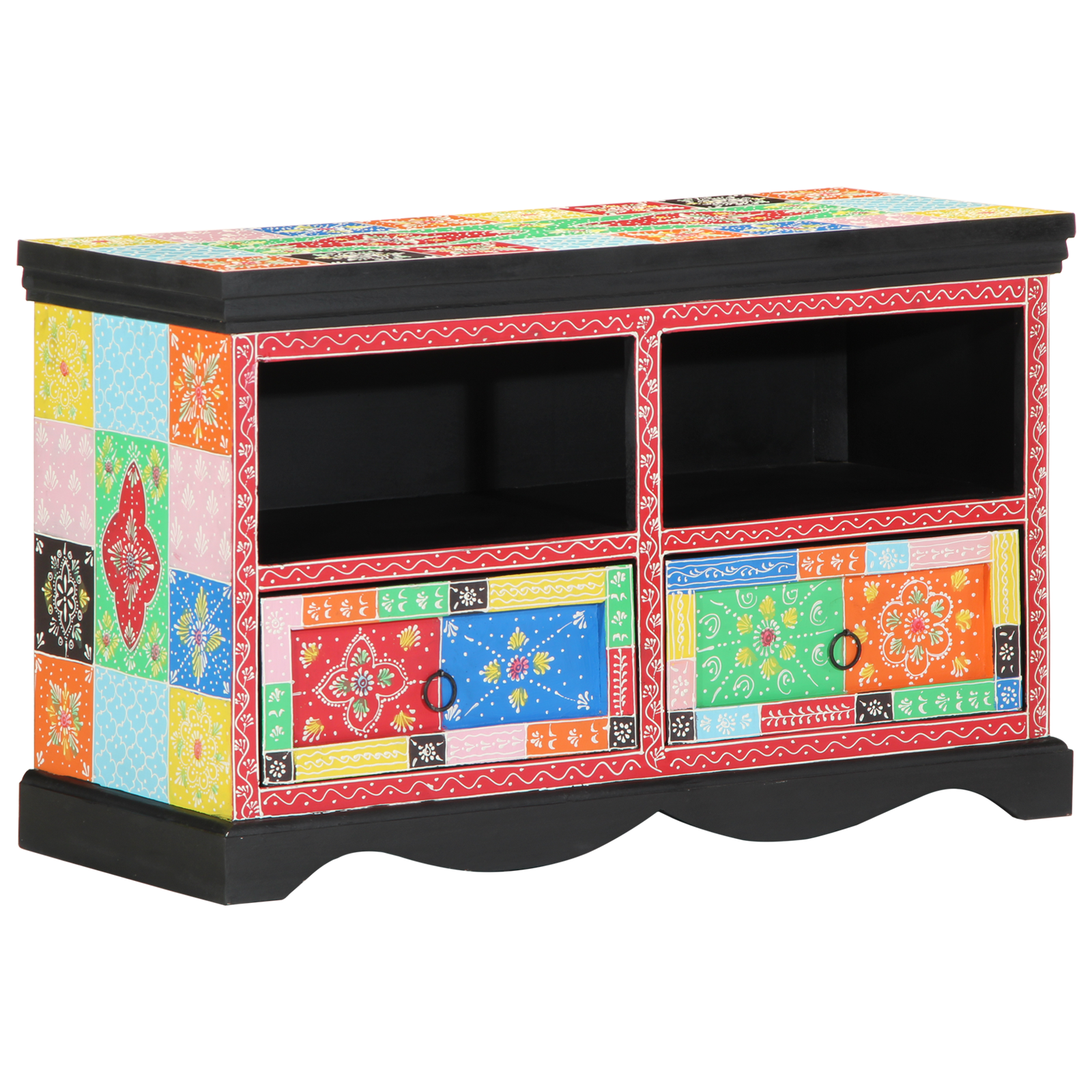 TV-Schrank Bunt 80x35x50 cm aus Massivholz Mango